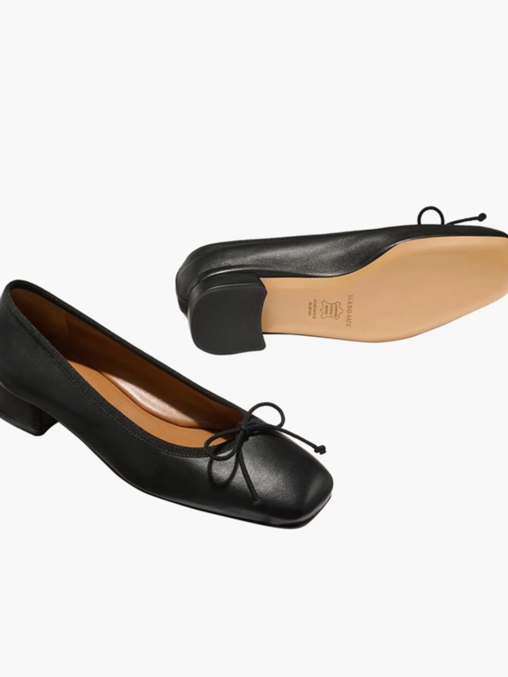 Margaux Ada square toe black leather nappa ballet heels size 39 - Picture 4 of 10